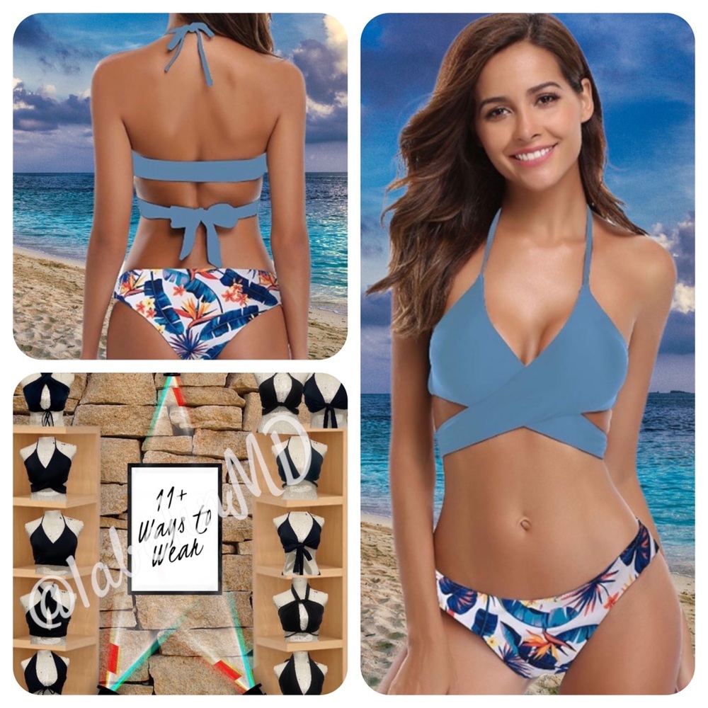 Shekini Halter Wrap Tropical Bikini - L, NWT